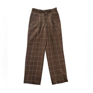 Men's 29” Inseam Brown Checkered Rolled Hem Trousers Pants Size 29R